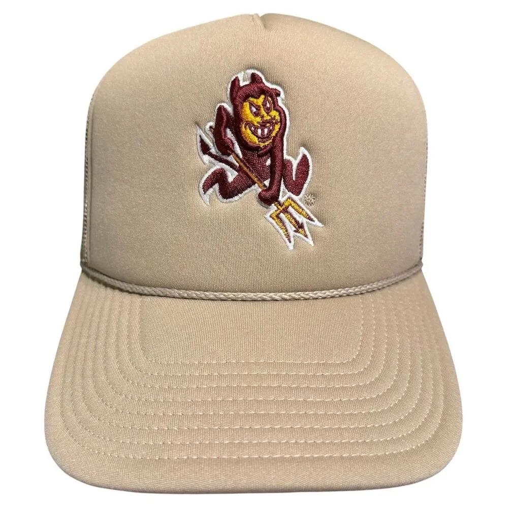 Arizona State Sun Devils Foam Front Mesh Trucker Snapback Hat 47 Brand Khaki ASU